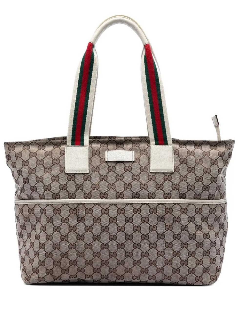 Gucci GG Leather Canvas Web Tote Bag
